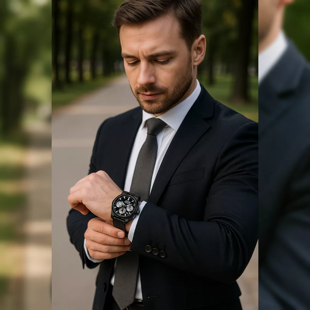 ساعت مچی عقربهای کوارتز مردانه بین باند مدل اسپرت لوکس سه موتور فعال کرنوگراف بند چرم کد J4