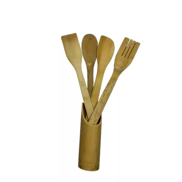 سرویس کفگیر و ملاقه 5 پارچه مدل بامبو همراه استند