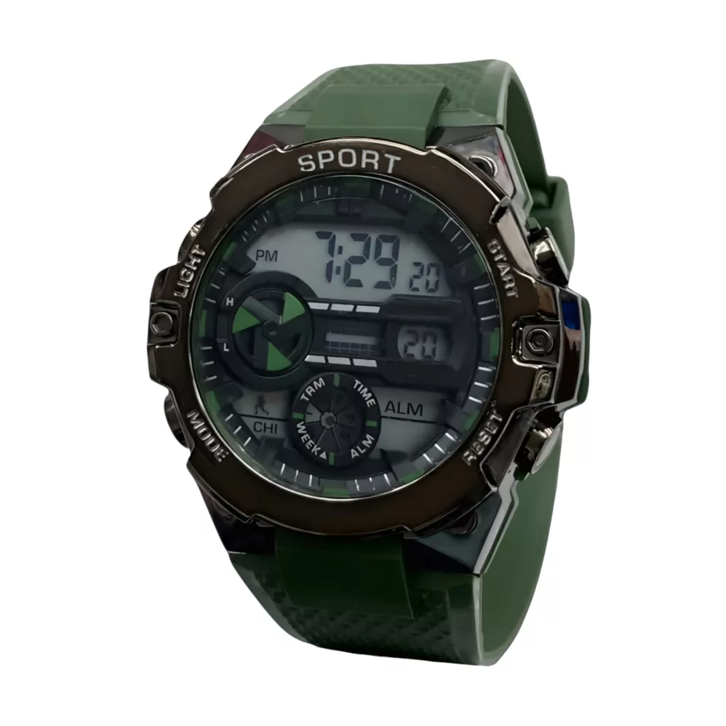 ساعت مچی دیجیتال مدل اسپرت تک زمانه کرنوگراف بند پیو کد ۱.۳