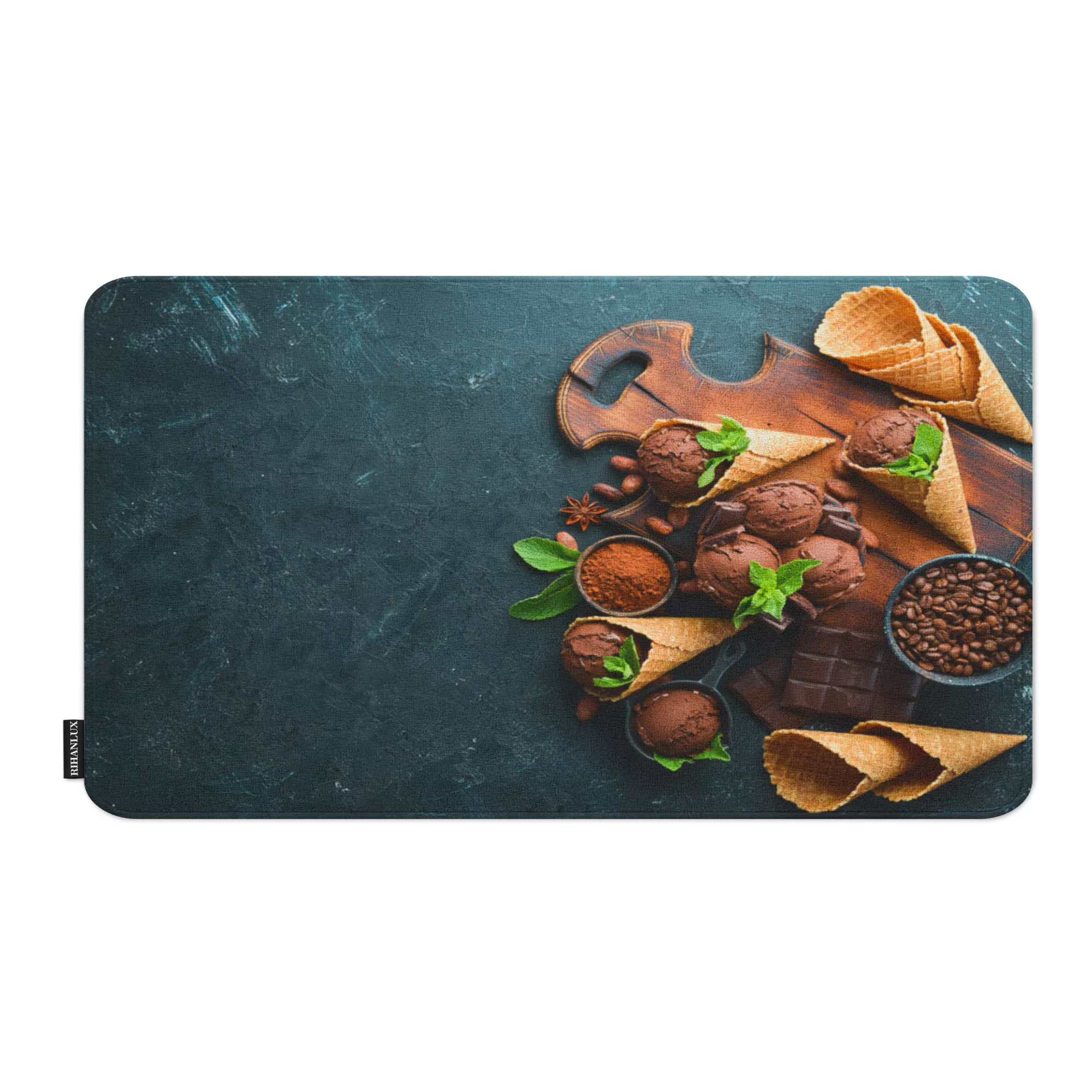 پادری ریحانلوکس مدل مستطیل طرح بستنی قهوه کد PADARI-A17 سایز 70x50 سانتی‌متر مناسب برای فضای داخلی