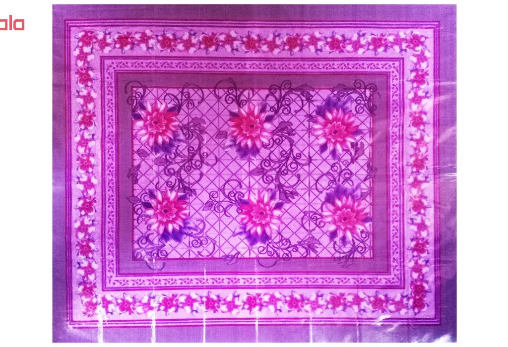 سفره پلاستیکی چهار نفره طرح سوسن رنگ بنفش سایز 92×120 سانتی متر