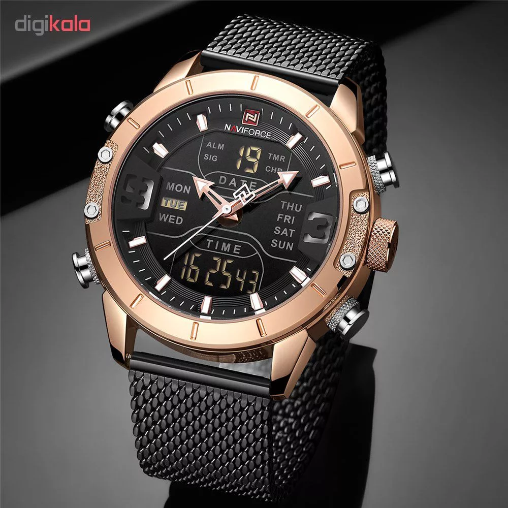 ساعت مچی عقربه‌ای کوارتز مردانه نیوی فورس مدل NF9153-BL-RG