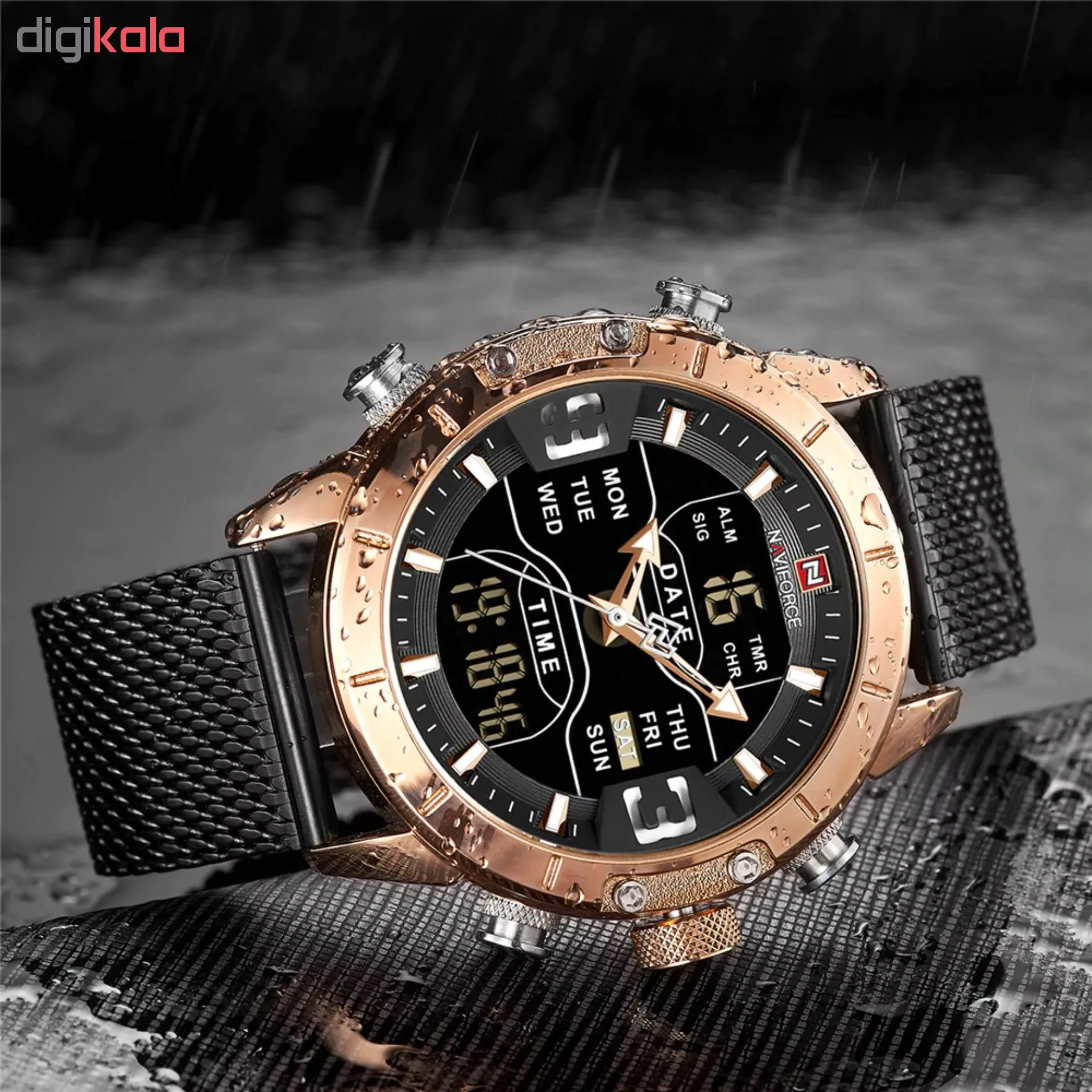 ساعت مچی عقربه‌ای کوارتز مردانه نیوی فورس مدل NF9153-BL-RG