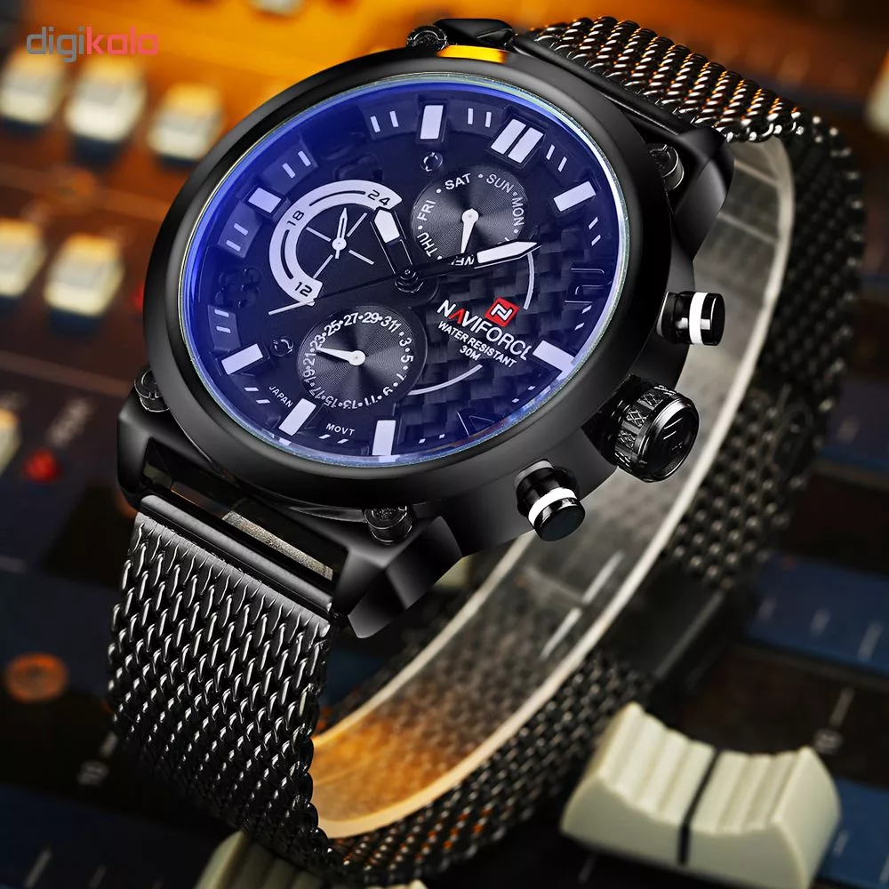 ساعت مچی عقربه‌ای کوارتز مردانه نیوی فورس مدل NF9068M-BBW