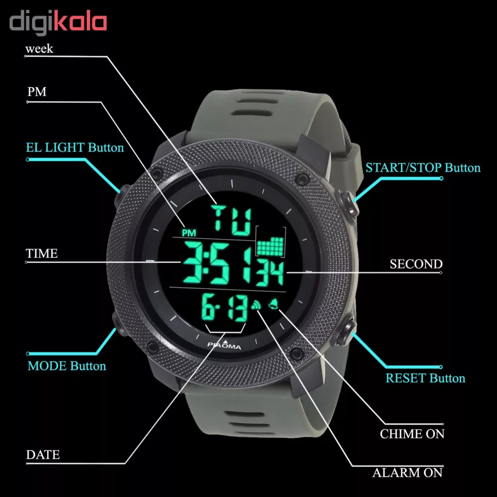 ساعت مچی دیجیتال مردانه پیائوما مدل P-4PG