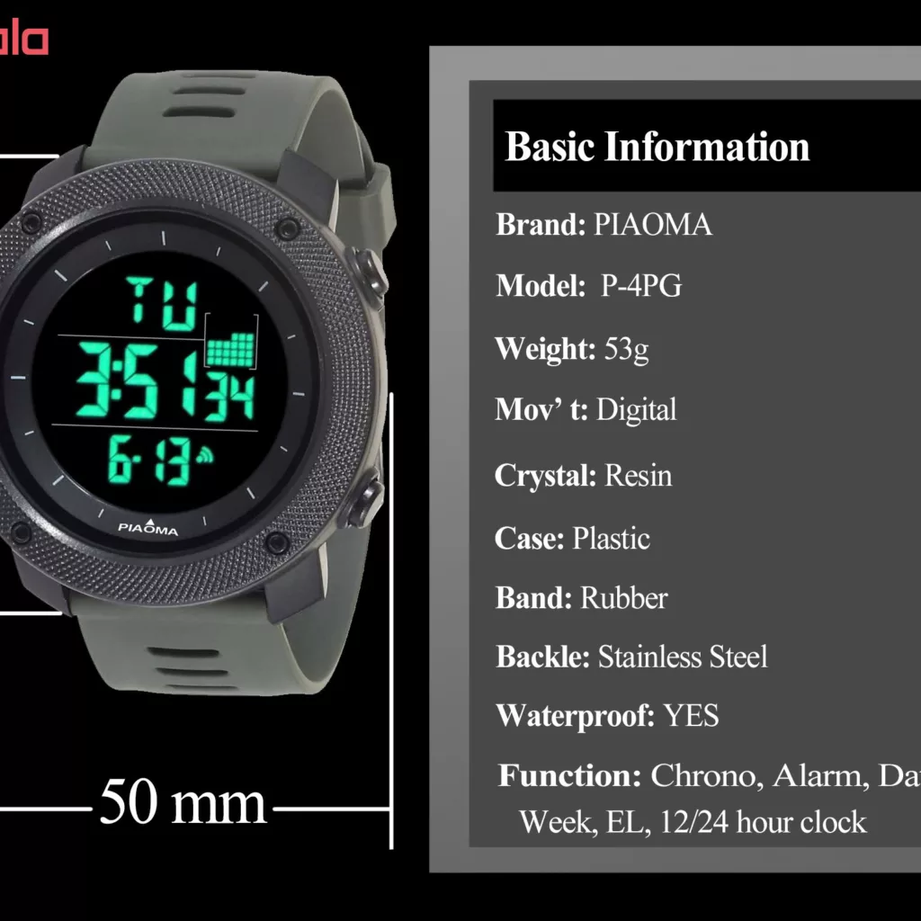 ساعت مچی دیجیتال مردانه پیائوما مدل P-4PG