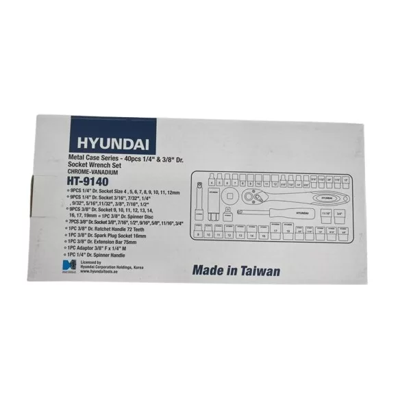 آچار بکس هیوندای مدل HT-9140 مجموعه 40 عددی