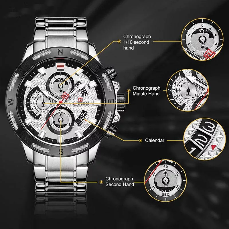 ساعت مچی عقربه ای مردانه  کوارتز نیوی فورس مدل NF9165M- NO-ME