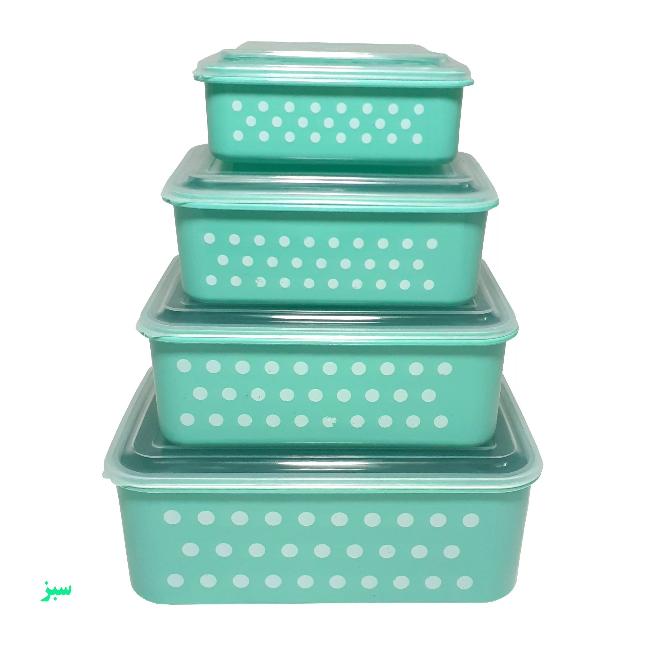 ظروف نگهدارنده غذا فرش کیپس طرح خالدار کد ZA2 مجموعه 4 عددی