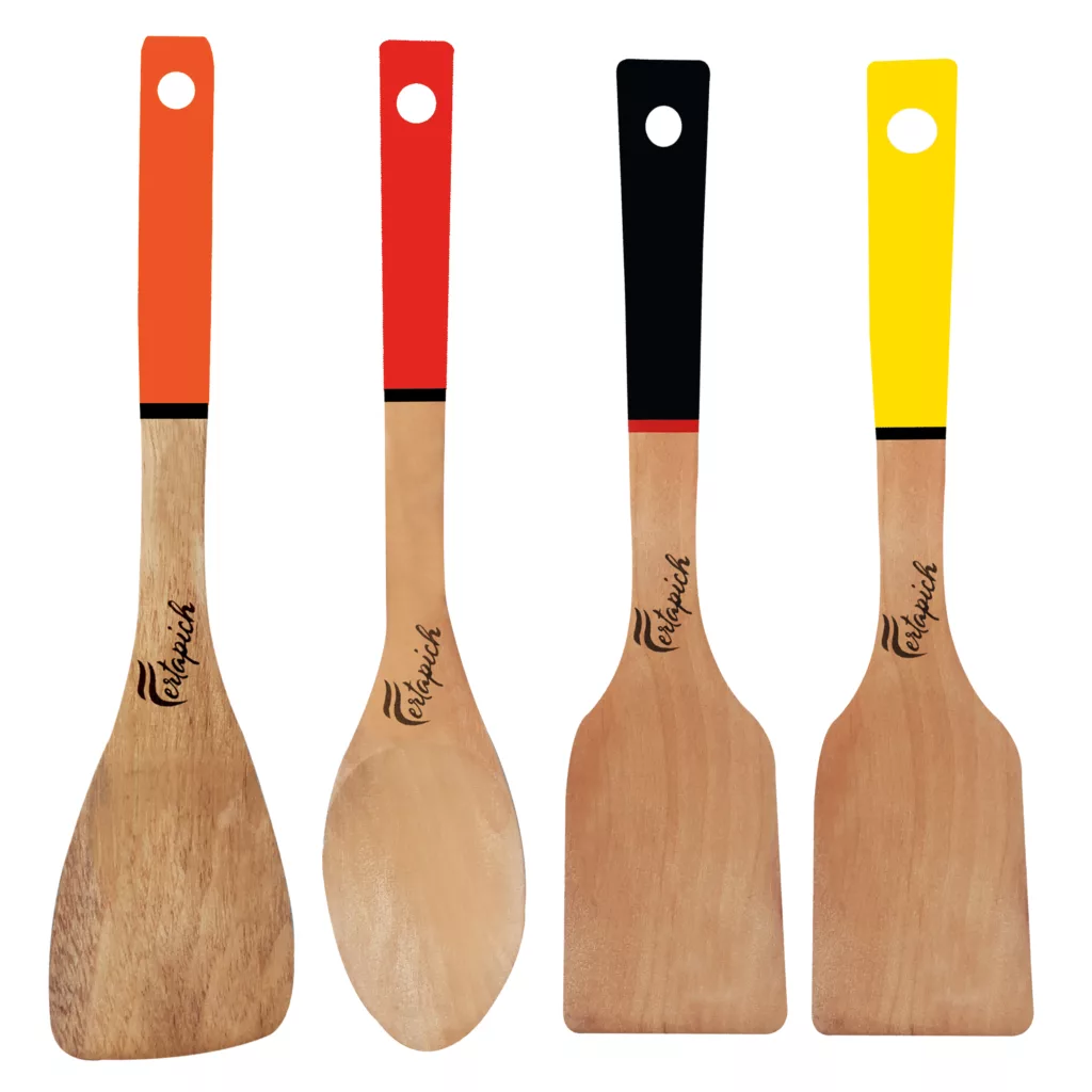 سرویس کفگیر و ملاقه 4 پارچه فرتاپیچ مدل چوبی کد 073