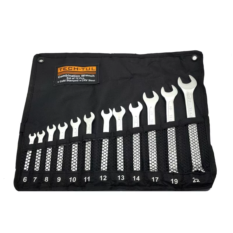 آچار یکسر تخت و یکسر رینگی تک تول مدل cRV STEEL مجموعه 12 عددی