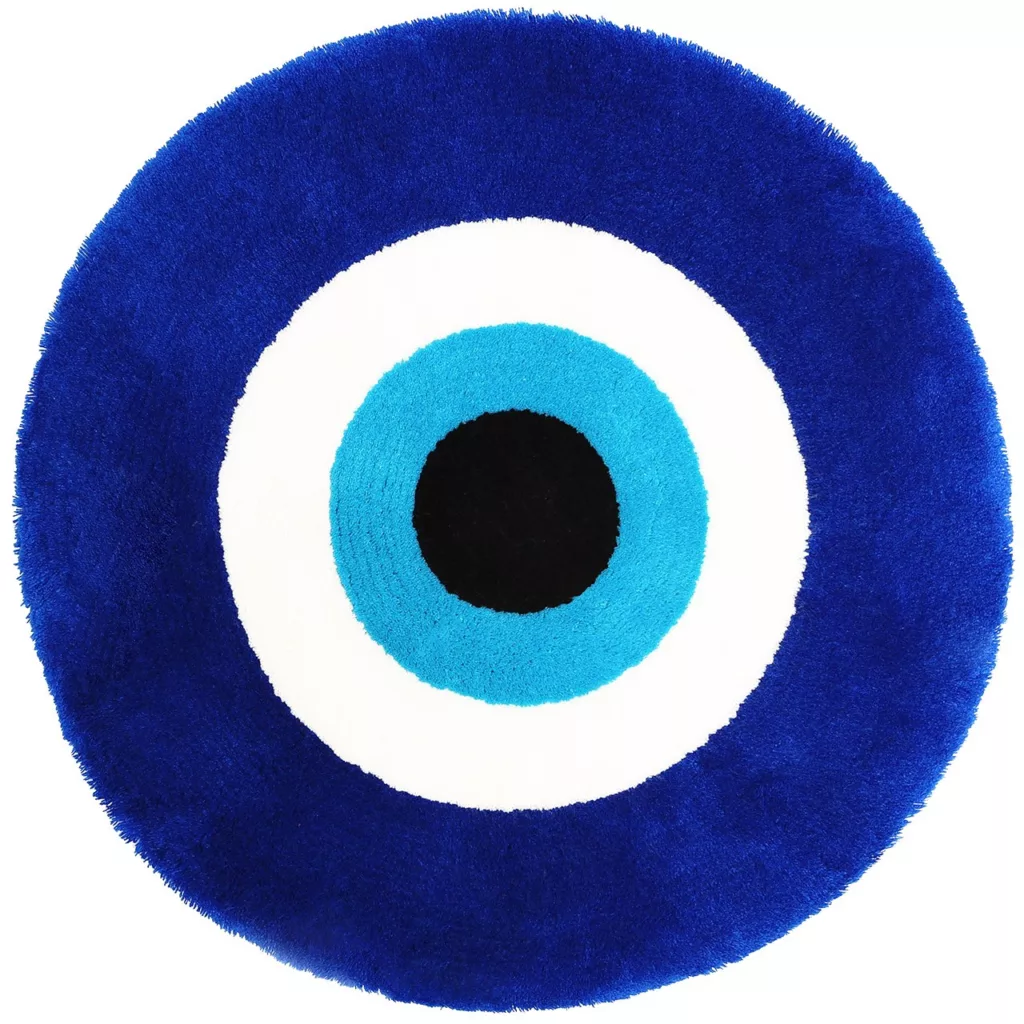 پادری فرش مریم مدل دایره بزرگ طرح چشم نظر سایز 67×67 سانتی متر