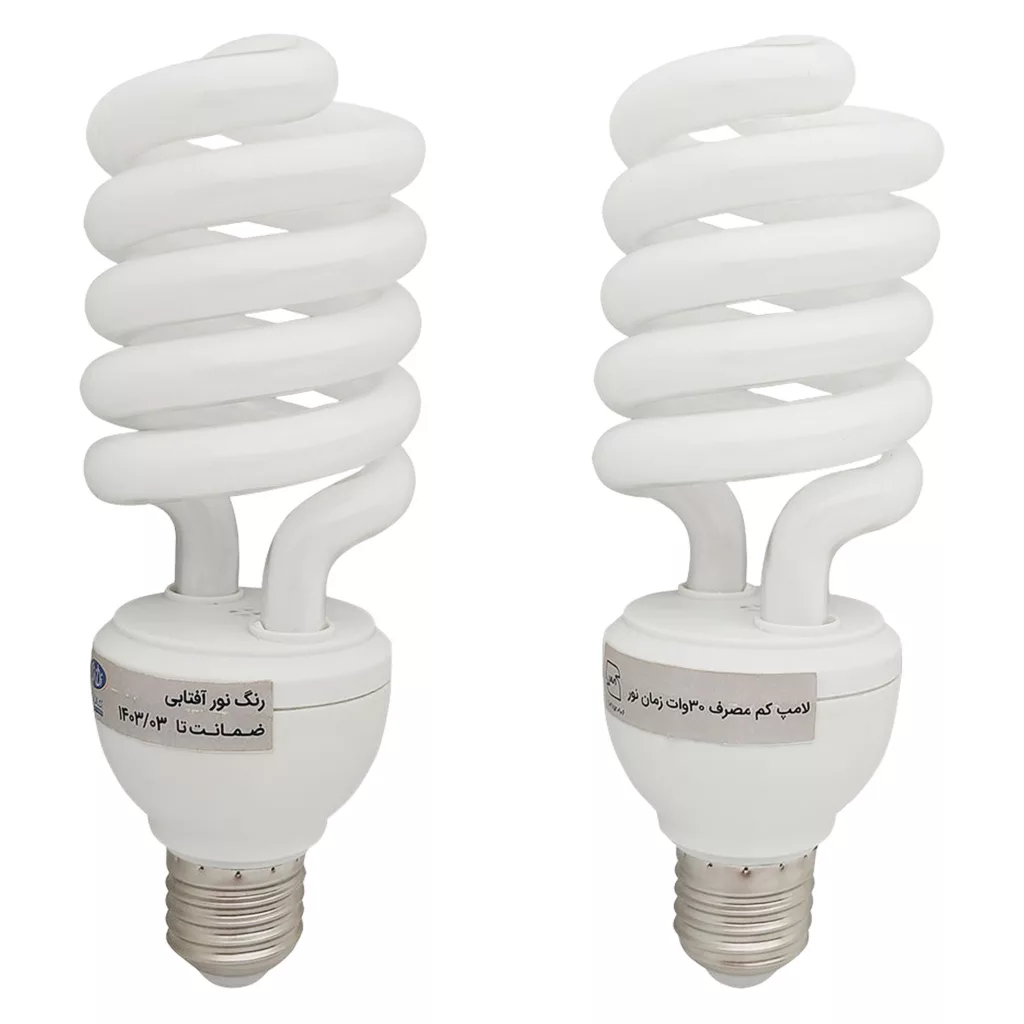 لامپ کم مصرف 30 وات زمان نور مدل پیچی پایه E27 بسته دو عددی