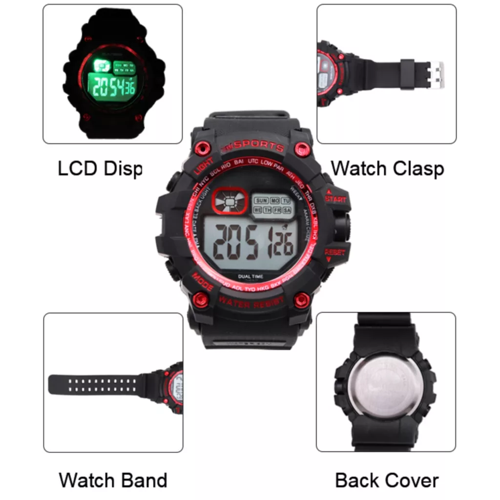 ساعت مچی دیجیتال مدل تک زمانه کرنومتر دار کد 1