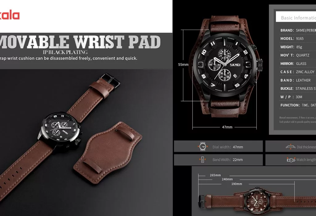 ساعت مچی عقربه ای مردانه اسکمی مدل 9165 کد 02