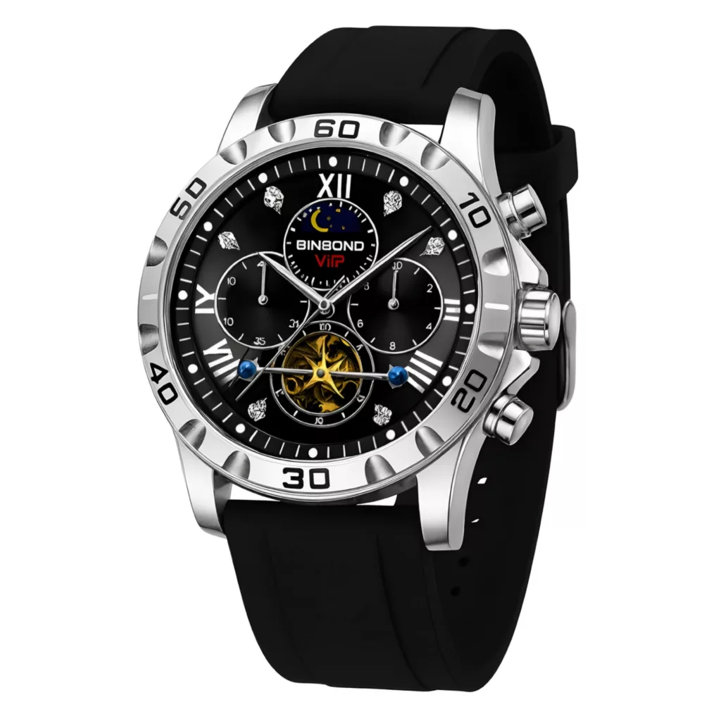 ساعت مچی عقربه‌ای کوارتز مردانه بین باند مدل اسپرت سه موتور فعال کرنوگراف بند پیو کد ۳