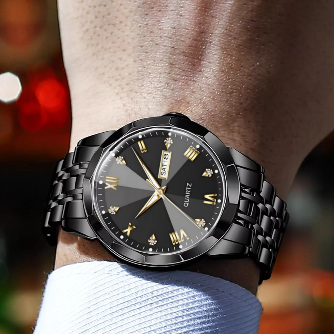 ساعت مچی عقربه‌ای کوارتز مردانه مدل کلاسیک دی دیت بند استیل طرح بافت کد ۴