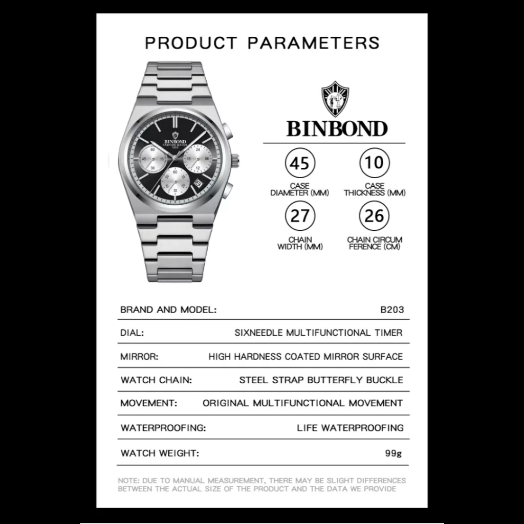 ساعت مچی عقربه‌ای کوارتز مردانه بین باند مدل  اسپرت سه موتور فعال کرنوگراف بند استیل قفل مخفی کد ۳