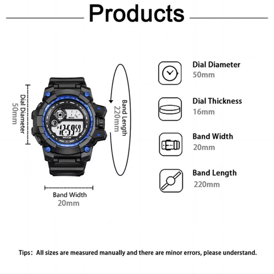 ساعت مچی دیجیتال مردانه مدل اسپرت تک زمانه کرنوگراف بند پیو کد A3