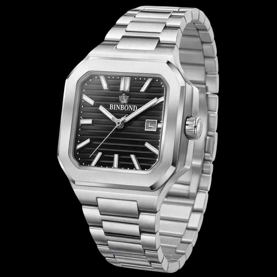 ساعت مچی عقربه‌ای کوارتز مردانه بین باند مدل اسپرت بند استیل قفل مخفی کد B6