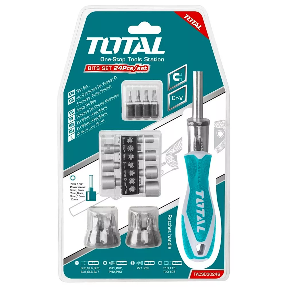 پیچ گوشتی توتال مدل TACSD30246 مجموعه 24 عددی