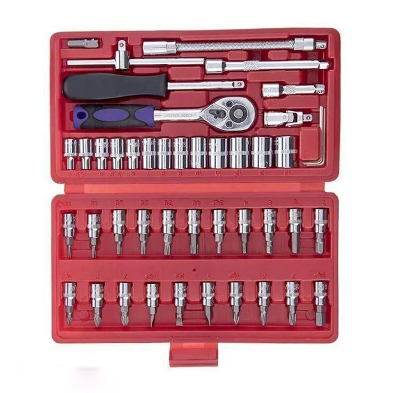 مجموعه 46 عددی آچار و سری بکس و پیچ گوشتی مدل XR-4546