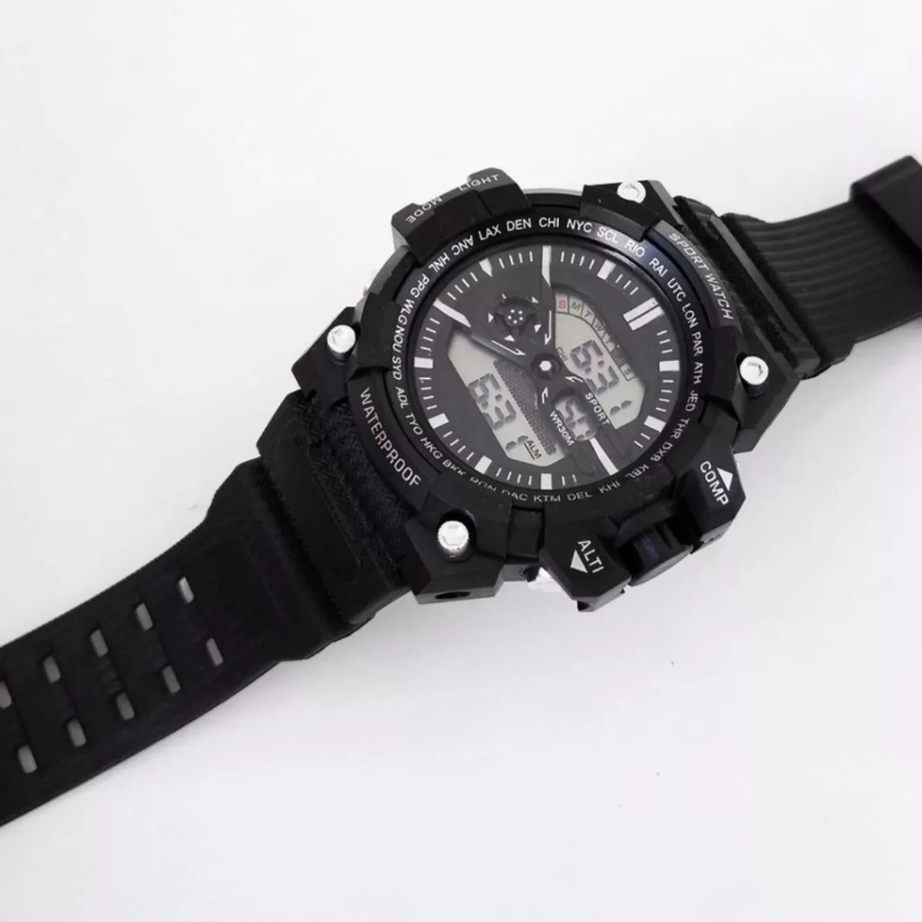 ساعت مچی دیجیتال مدل اسپرت تک زمانه کرنوگراف بند پیو کد 10