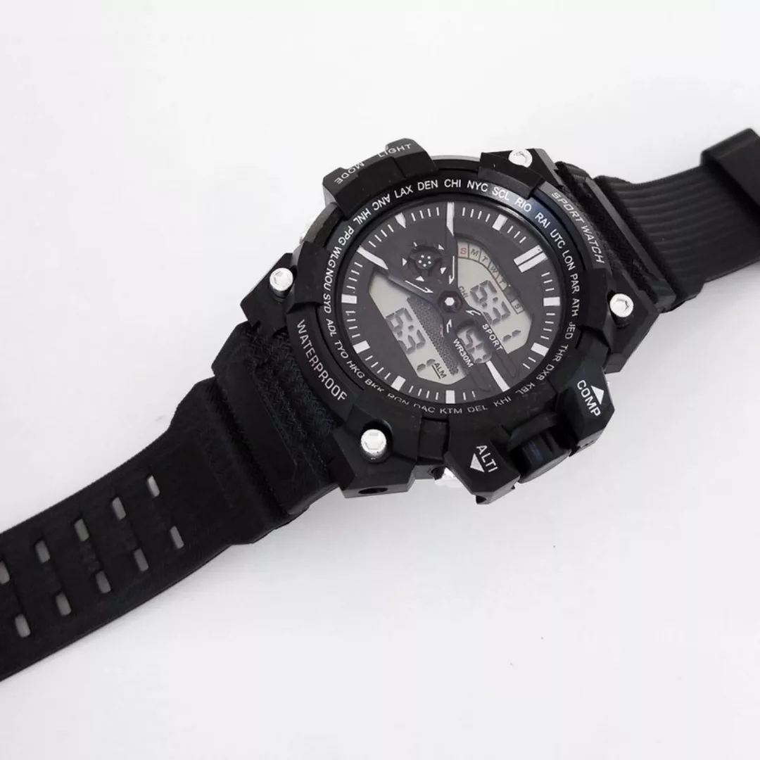 ساعت مچی دیجیتال مدل اسپرت تک زمانه کرنوگراف بند پیو کد 10