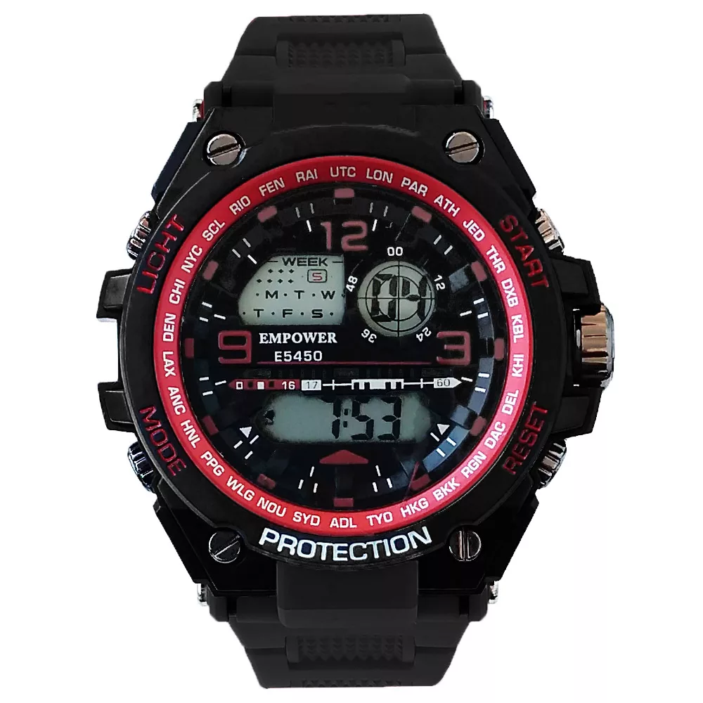 ساعت مچی دیجیتال مردانه امپاور مدل اسپرت ضدآب استخری چراغدار ورزشی کد 361SPORT