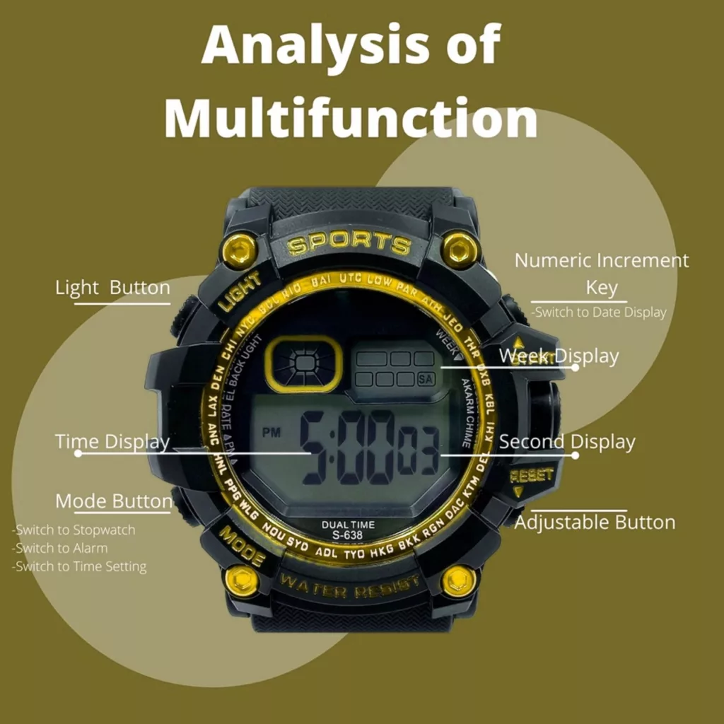 ساعت مچی دیجیتال مدل تک زمانه کرنومتر دار کد 2
