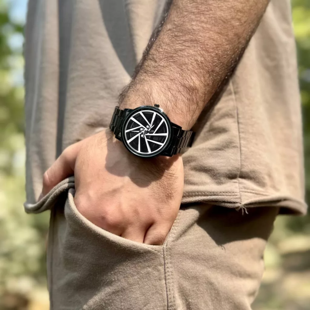 ساعت مچی عقربه‌ای کوارتز مردانه مدل اسپرت صفحه رینگ چرخان کد F