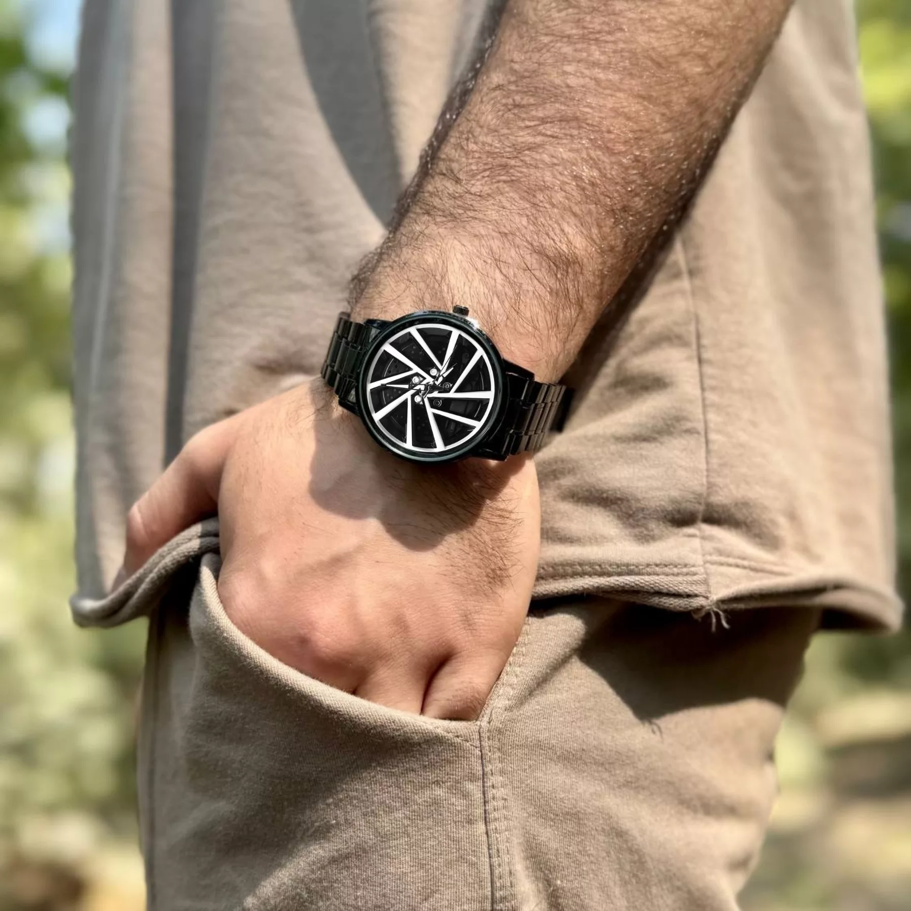 ساعت مچی عقربه‌ای کوارتز مردانه مدل اسپرت صفحه رینگ چرخان کد F