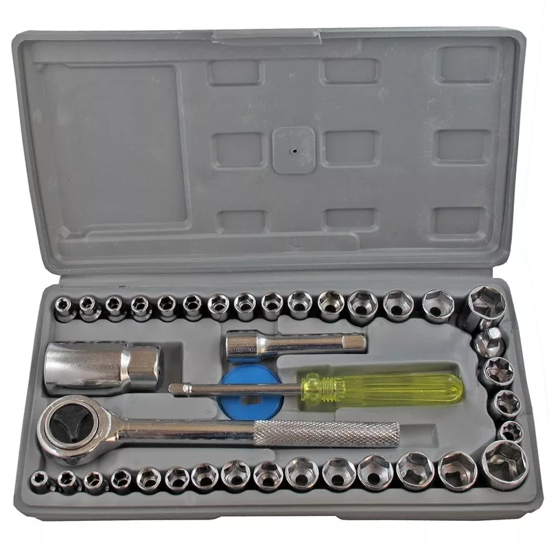 جعبه بکس درایو 1/4 و3/8 مدل 001 مجموعه 40 عددی