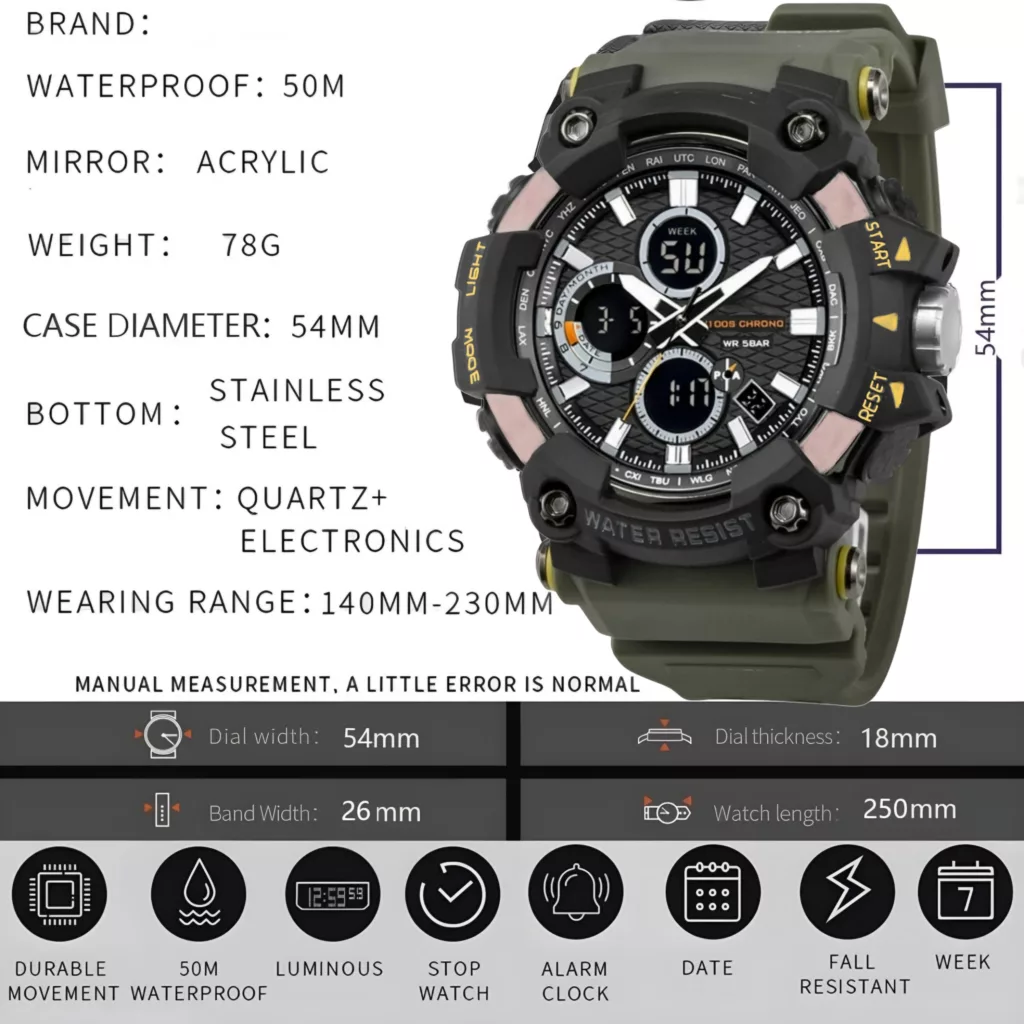 ساعت مچی عقربه‌ای مردانه کوارتز مدل دو زمانه کرنوگراف کد 1