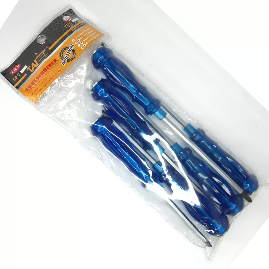 پیچ گوشتی ضربه خور دوسو و چهارسو تات مدل T-T202 بسته 6 عددی