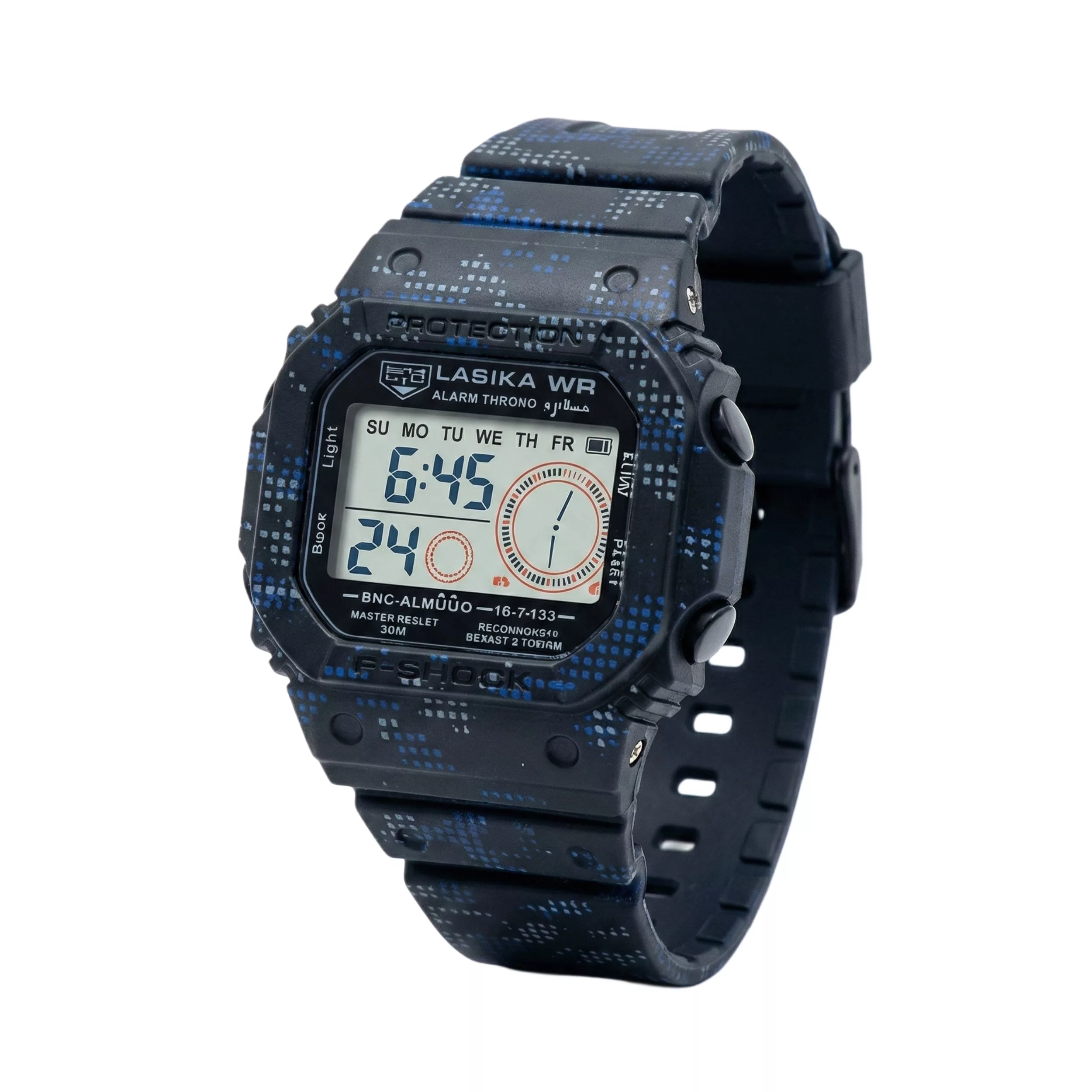 ساعت مچی دیجیتال لاسیکا مدل اسپرت تک زمانه کرنوگراف بند پیو کد L7