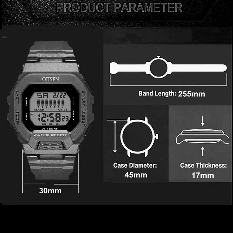 ساعت مچی دیجیتال اهسن مدل 2202-RE