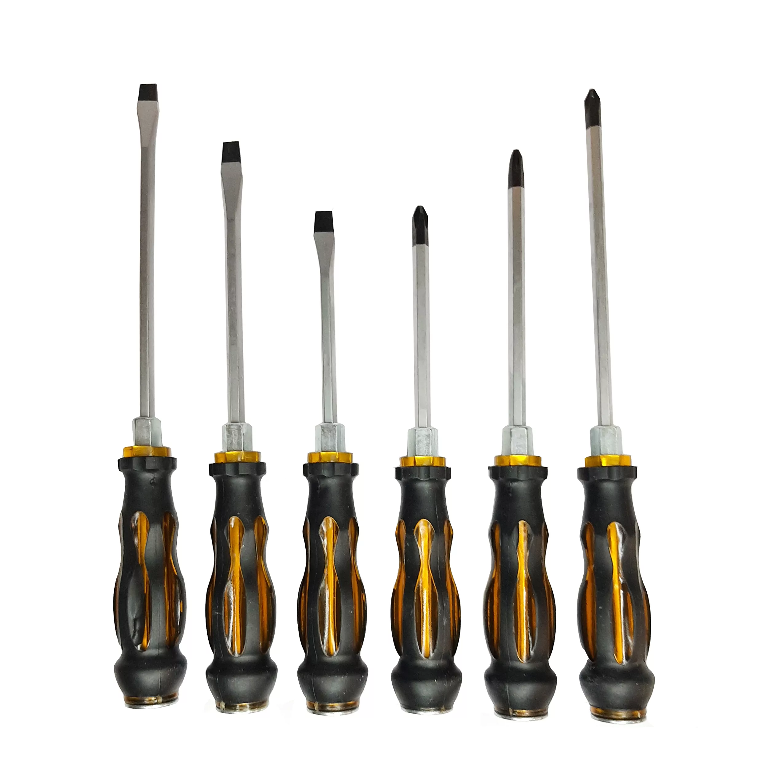 پیچ گوشتی ضربه خور دوسو و چهار سو کایزو مدل xsa-98 مجموعه 6 عددی