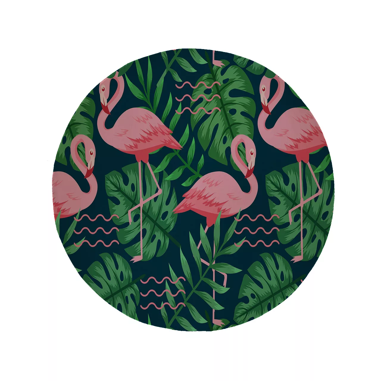 پادری مدل دایره طرح فلامینگو کد 8344 سایز 90 × 90 سانتی متر