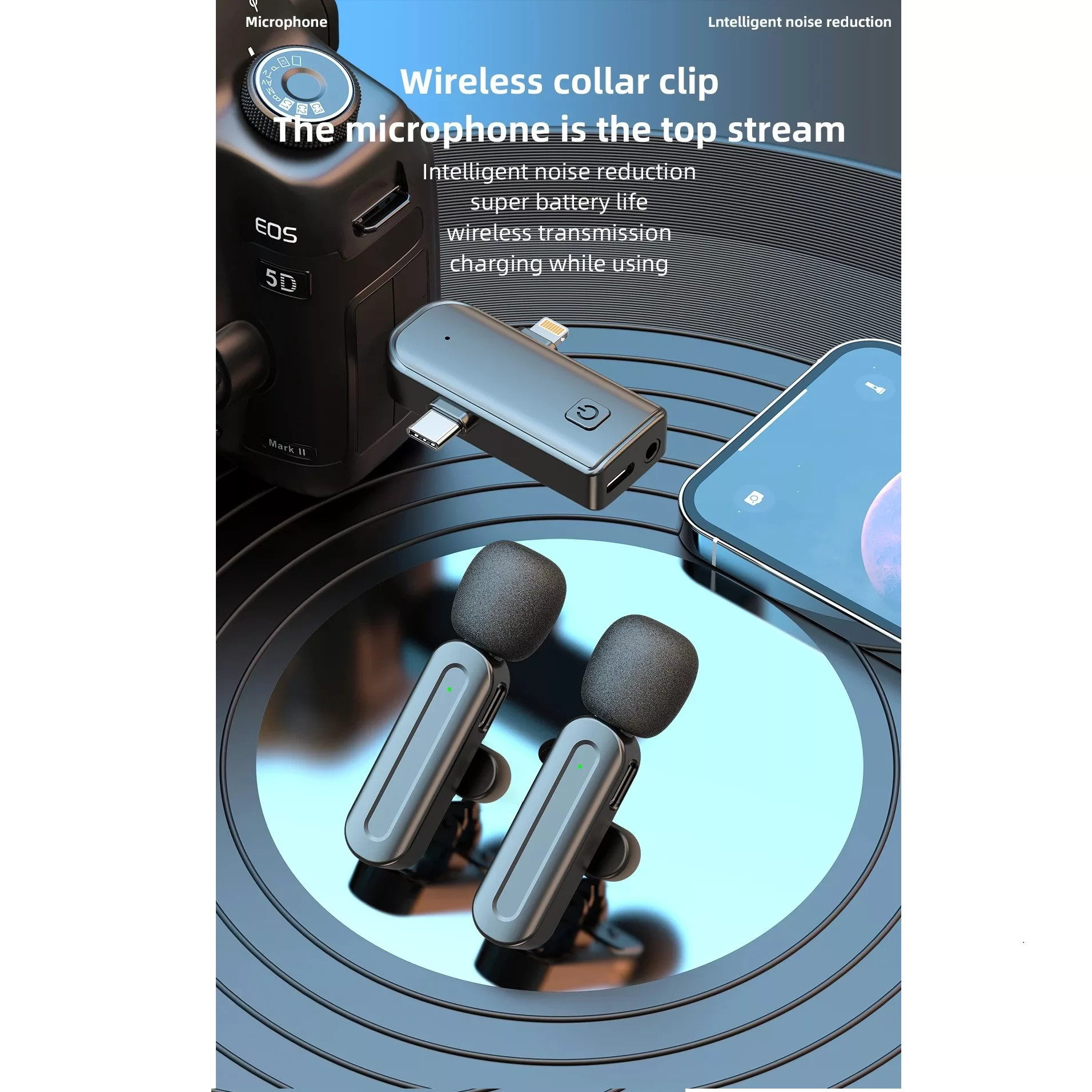 میکروفن بی سیم مدل SX26 با درگاهای اتصال Type-c و lightening و جک 3.5 میلیمتری