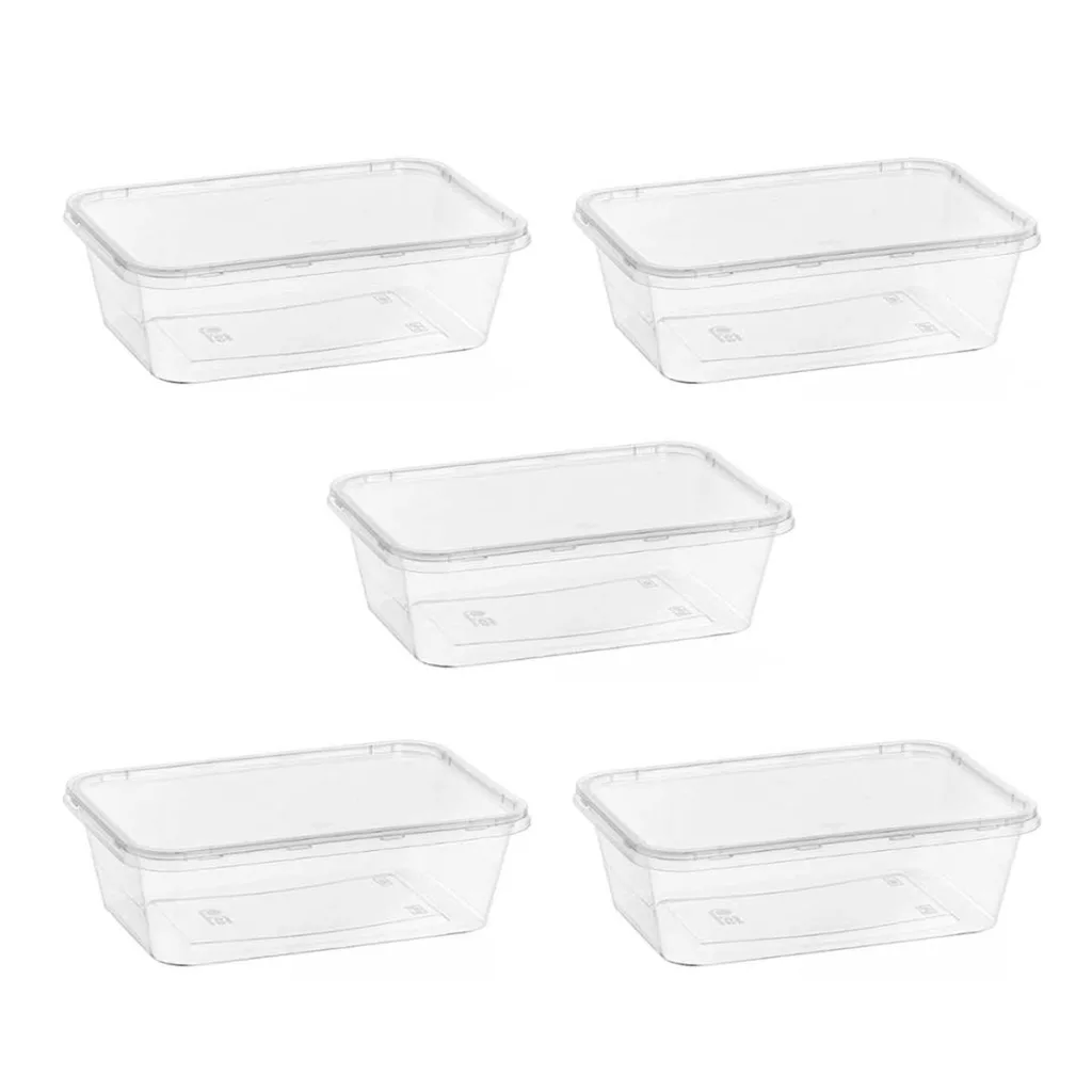 ظرف نگهدارنده مدل فریزری و مایکروویوی طرح شفاف کد 750cc بسته 5 عددی