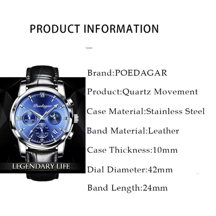 ساعت مچی عقربه‌ای مردانه پوداگار مدل De-Bl 01