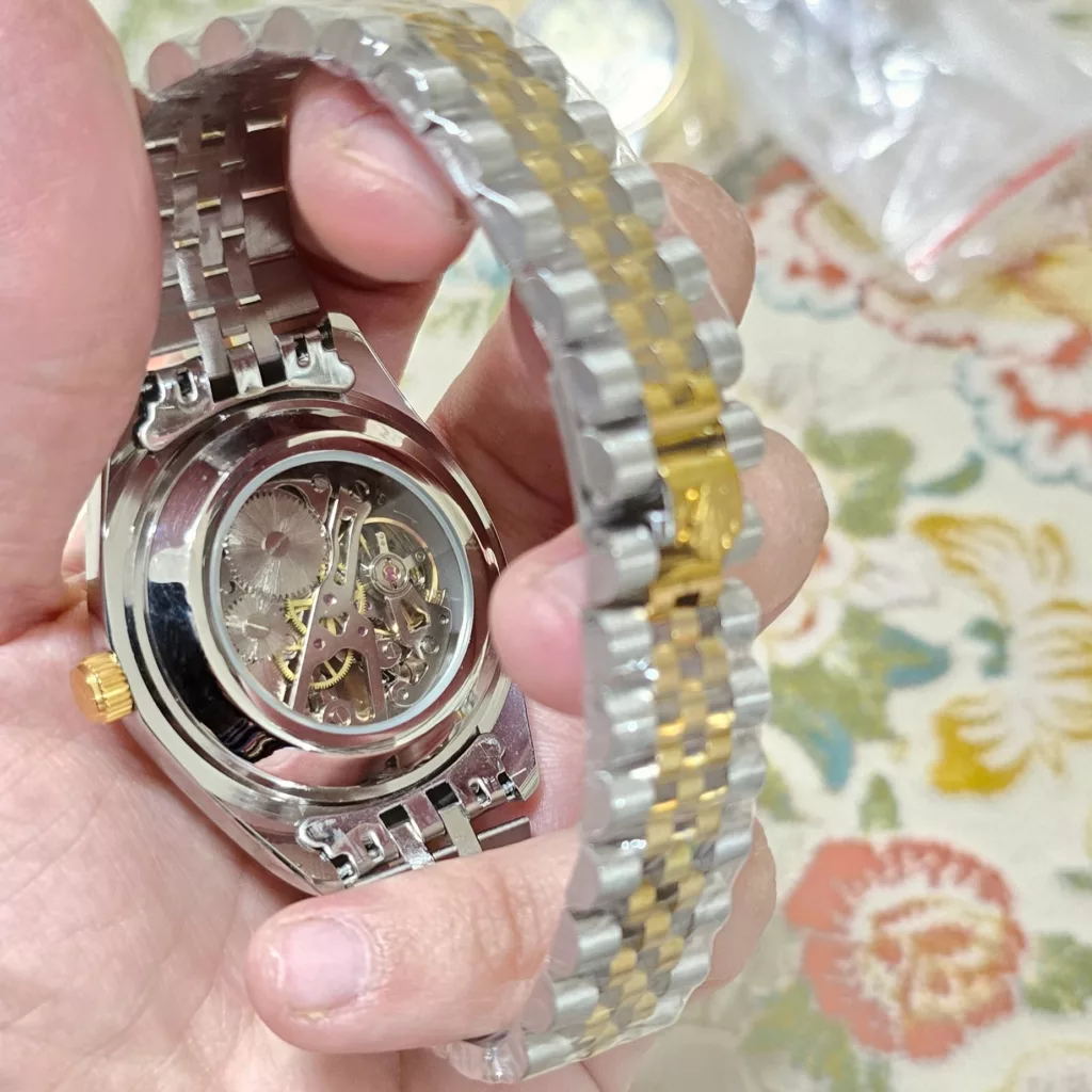 ساعت مچی عقربه‌ای اتوماتیک مردانه مدل لوکس طرح دراگون بند استیل قفل مخفی کد D3