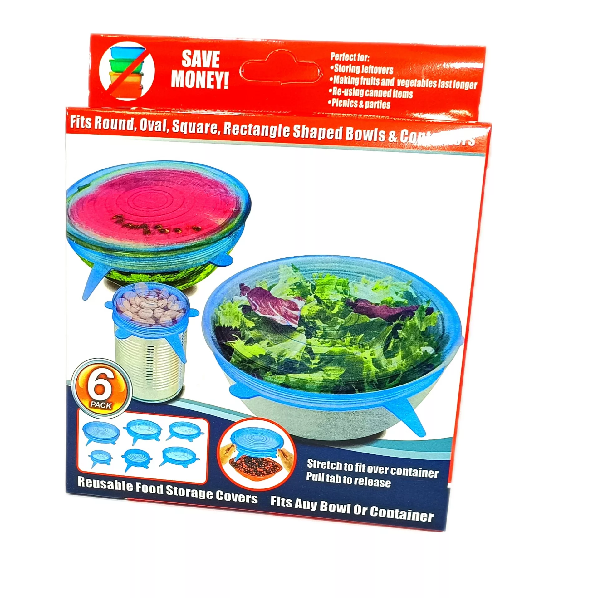 درپوش ظرف مدل سیلیکونی مجموعه 6 عددی