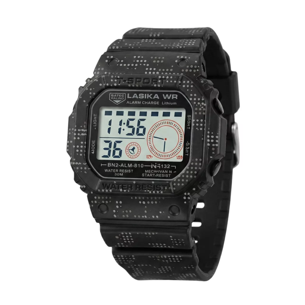 ساعت مچی دیجیتال لاسیکا مدل اسپرت تک زمانه کرنوگراف بند پیو کد L6