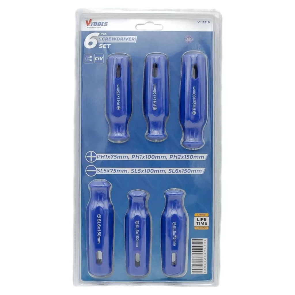 پیچ گوشتی وی تولز مدل VT2216 سایز 75 تا 150 میلی‌متر بسته 6 عددی