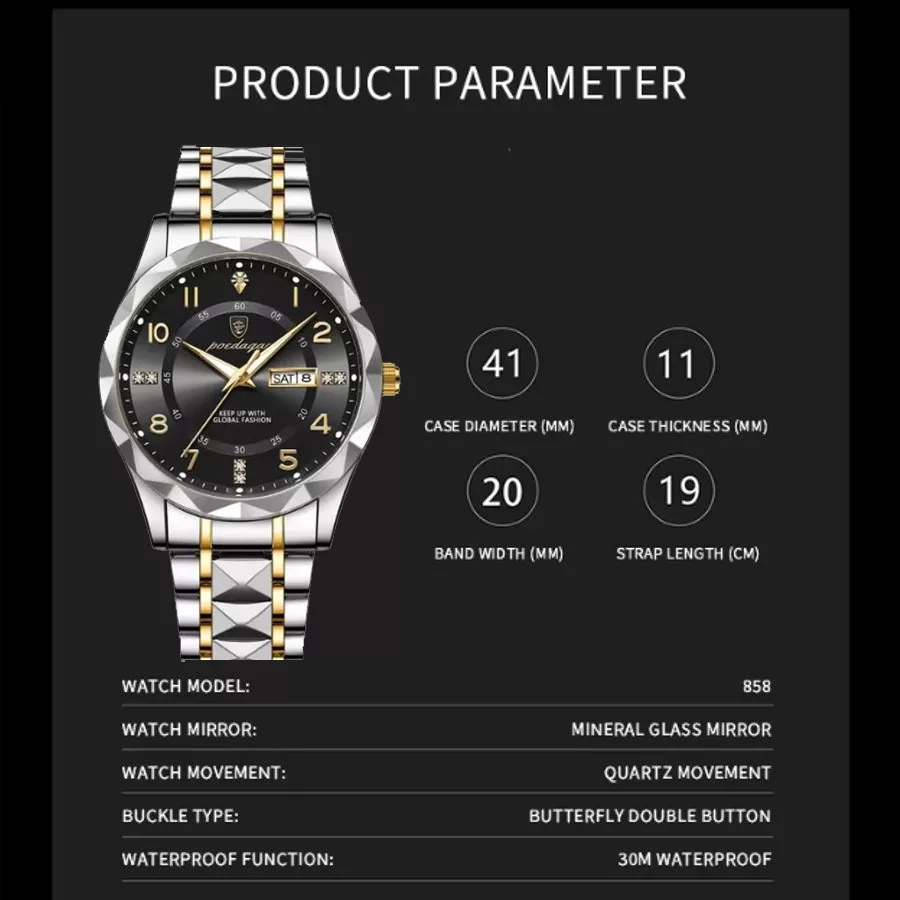 ساعت مچی عقربه‌ای کوارتز مردانه پوداگار مدل Luxury 858B