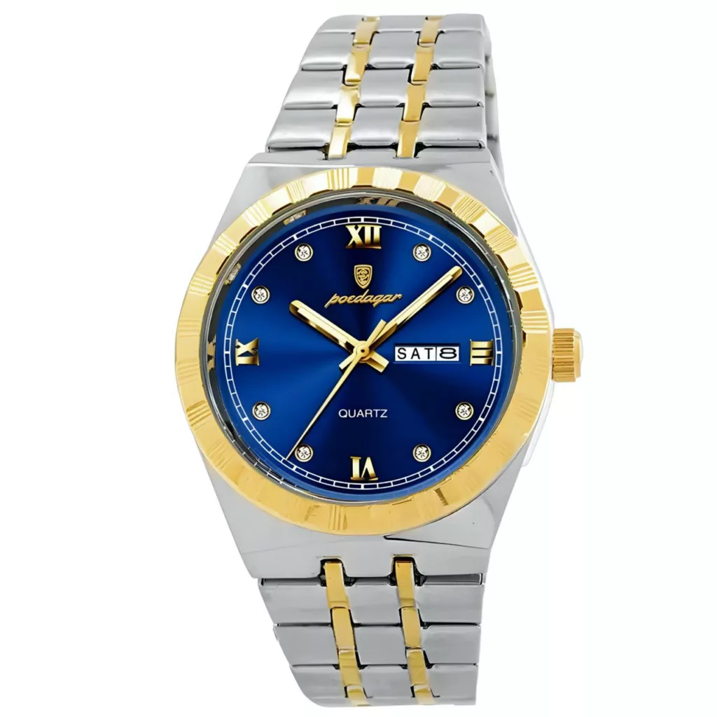 ساعت مچی عقربه‌ای کوارتز مردانه پوداگار مدل تک موتور قفل مخفی کد 001