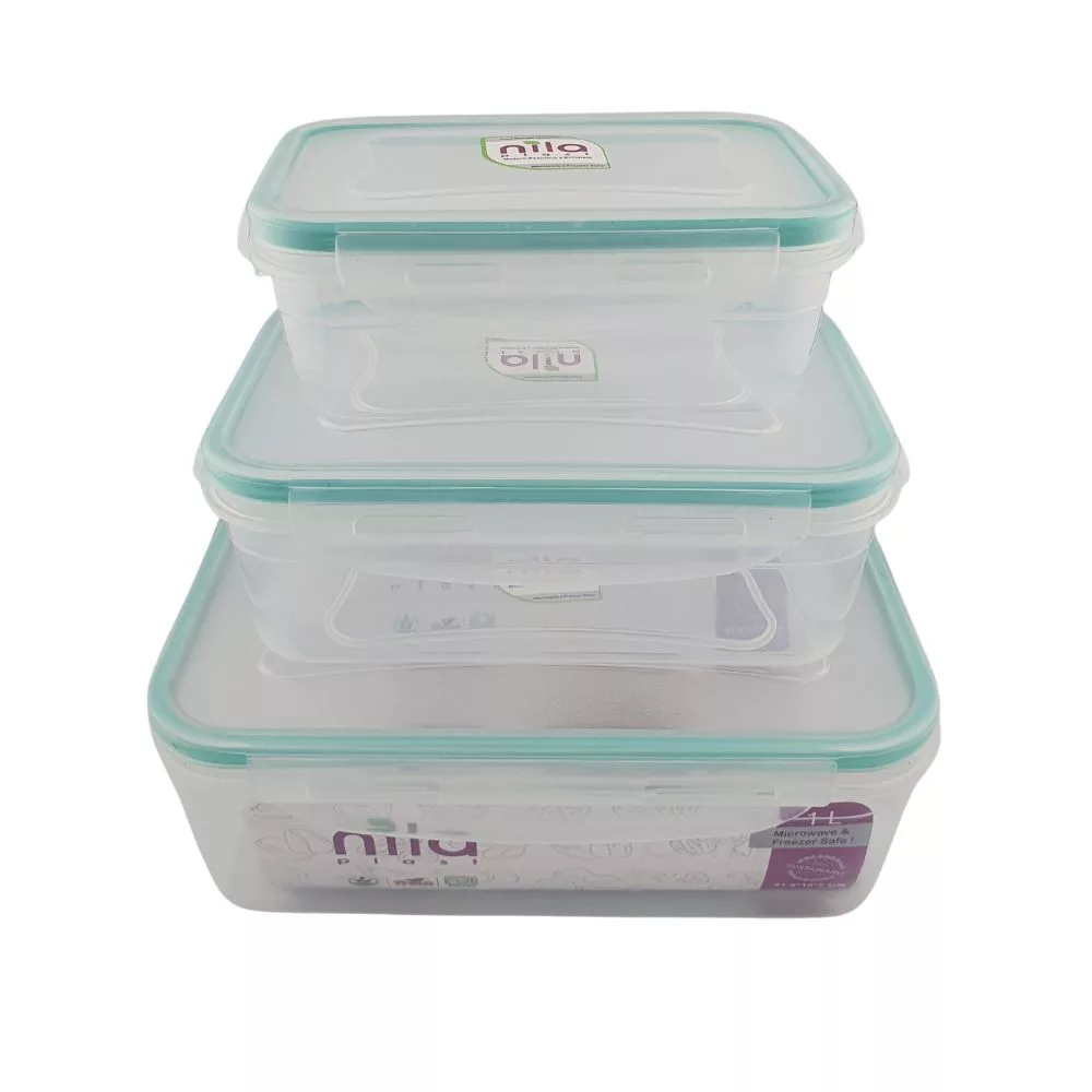 ظرف نگهدارنده نیلا مدل مستطیل مجموعه 3 عددی