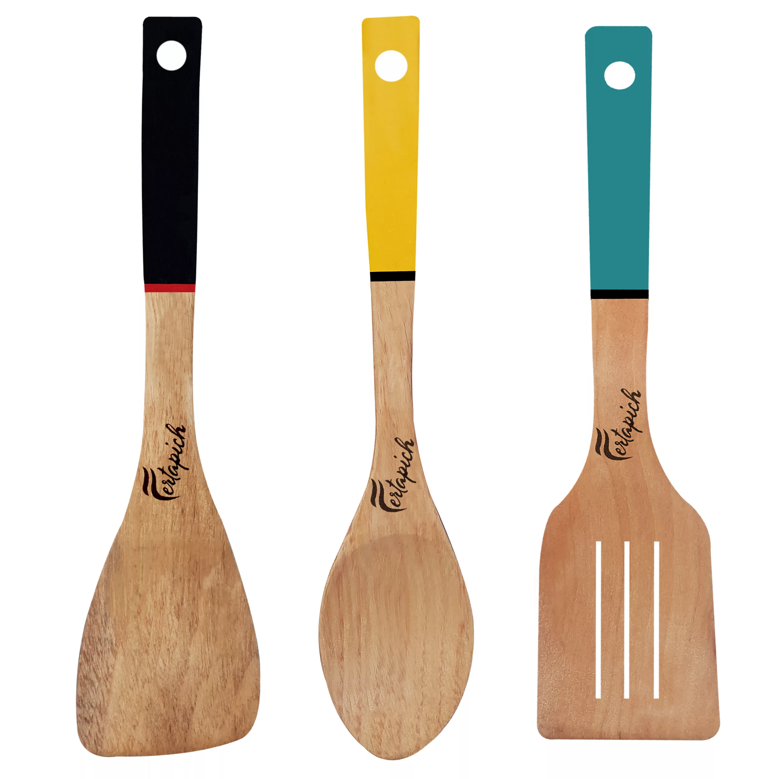 سرویس کفگیر و ملاقه 3 پارچه فرتاپیچ مدل چوبی کد 043